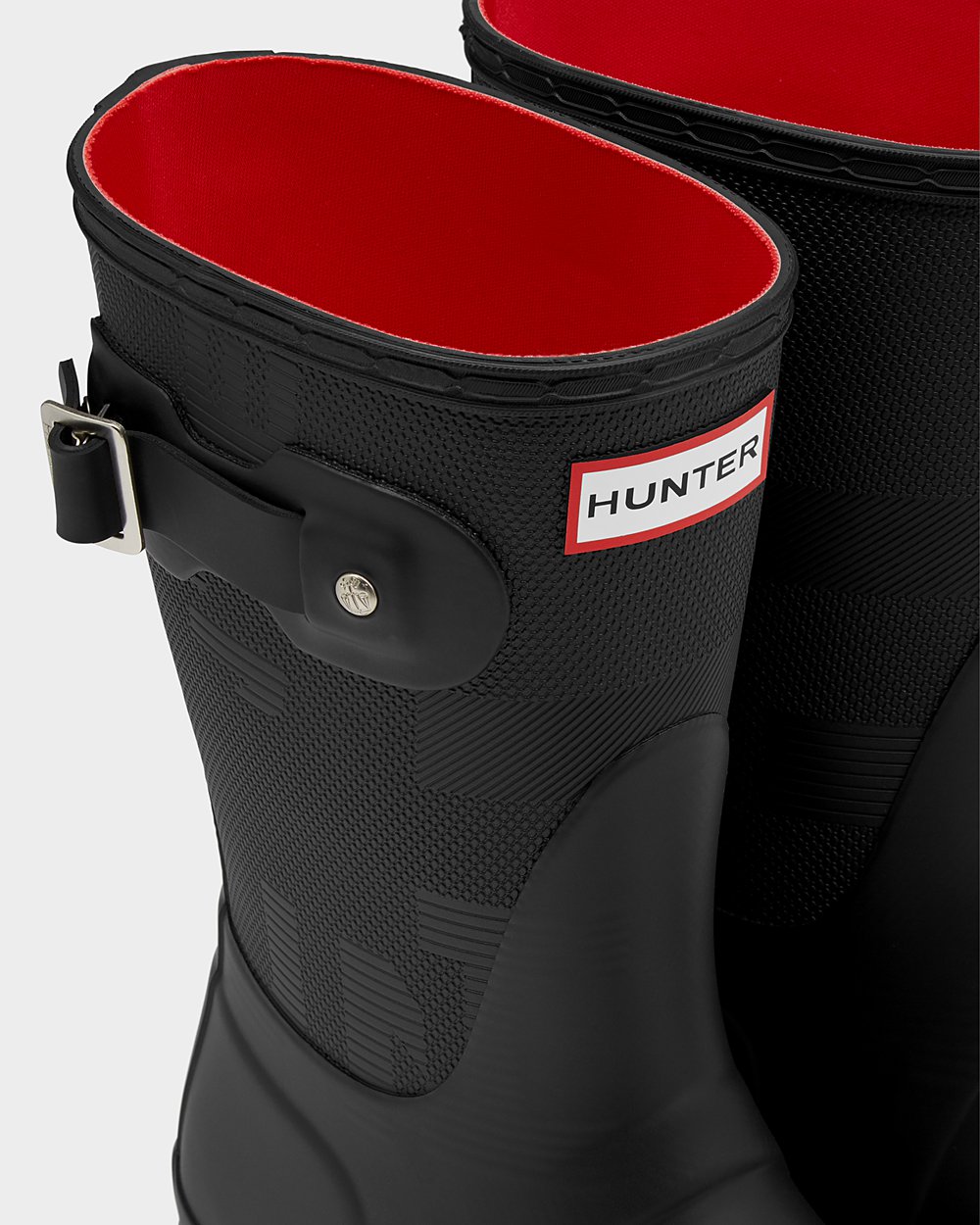 Hunter Original Exploded Logo Texture Short Rain Boots - Cheap Online Womens Black - GHAPWK956